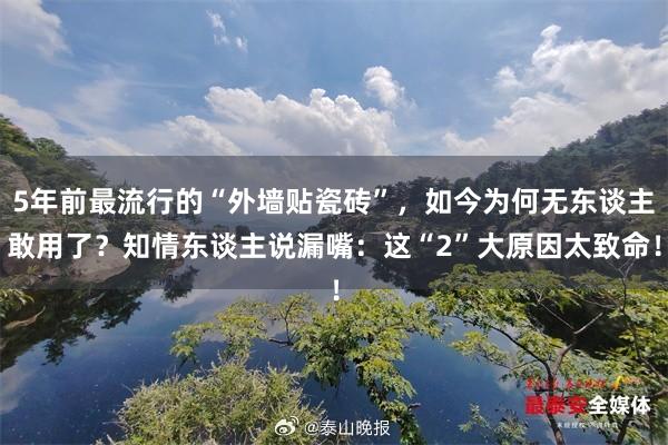 5年前最流行的“外墙贴瓷砖”，如今为何无东谈主敢用了？知情东谈主说漏嘴：这“2”大原因太致命！