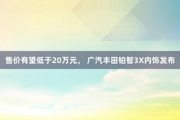 售价有望低于20万元， 广汽丰田铂智3X内饰发布